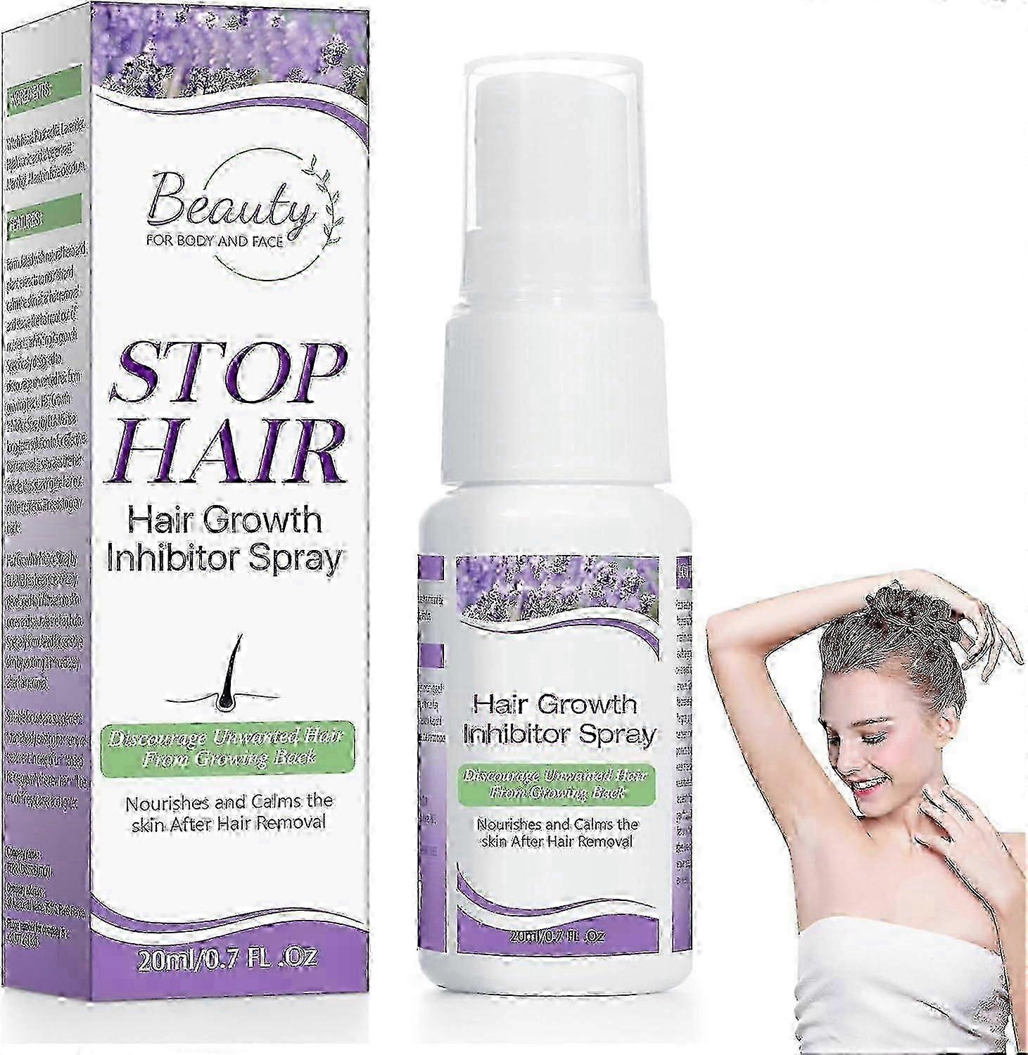 2 قطعة مثبط نمو الشعر ، رذاذ وقف نمو الشعر ، مثبط الشعر غير المهيج ، رذاذ إزالة الشعر الدائم للجسم