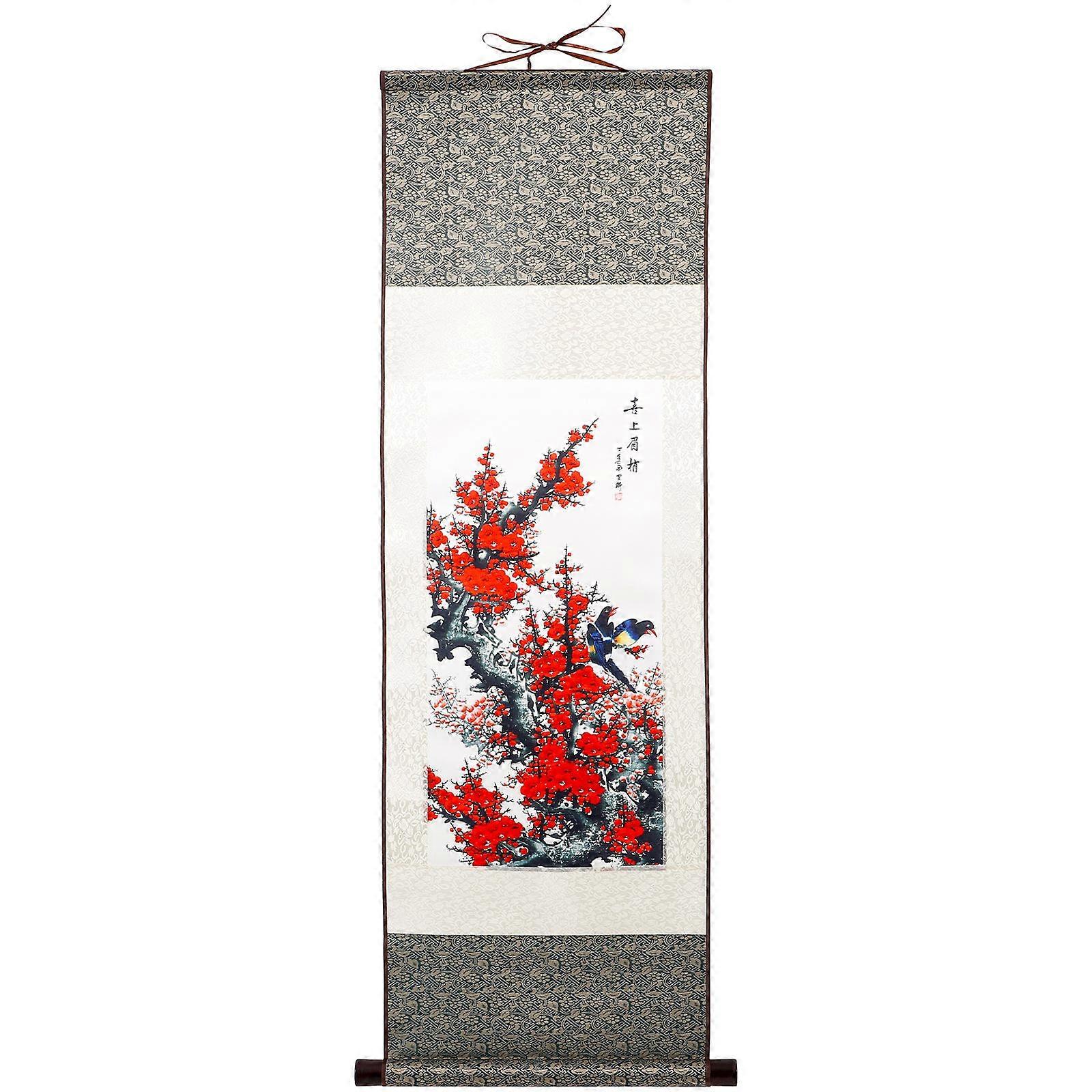 Scroll Painting Traditional Chinese Wall Decor Rectangular Shape 100.00X30.00X2.50CM present For Family 1Pack