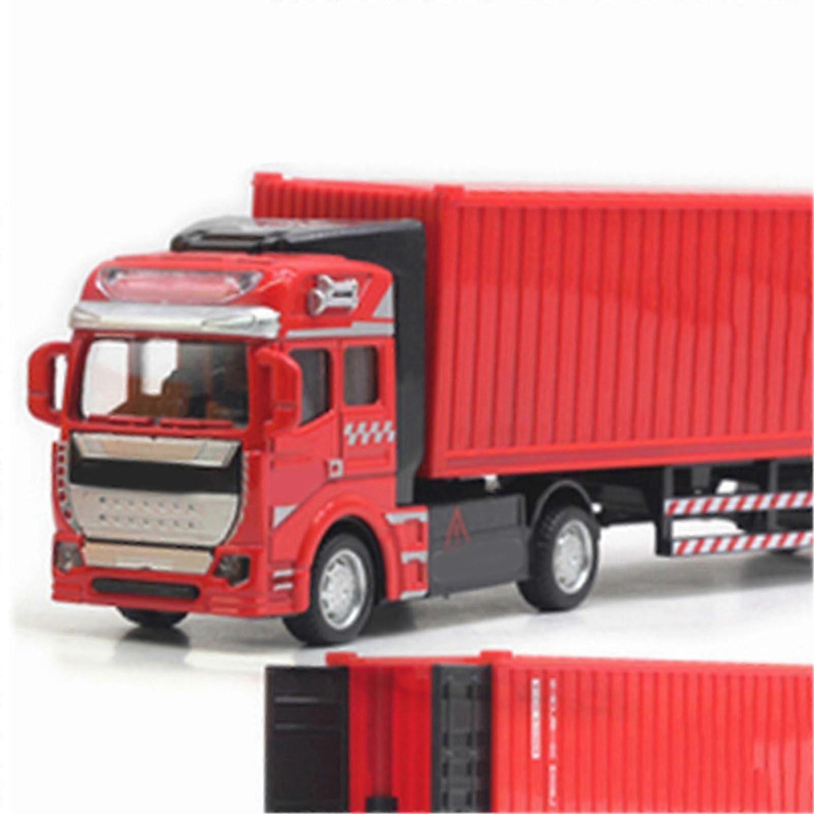 Pull Back Container Truck Toy High Simulation Plastic Alloy Model for Kids Gift Red