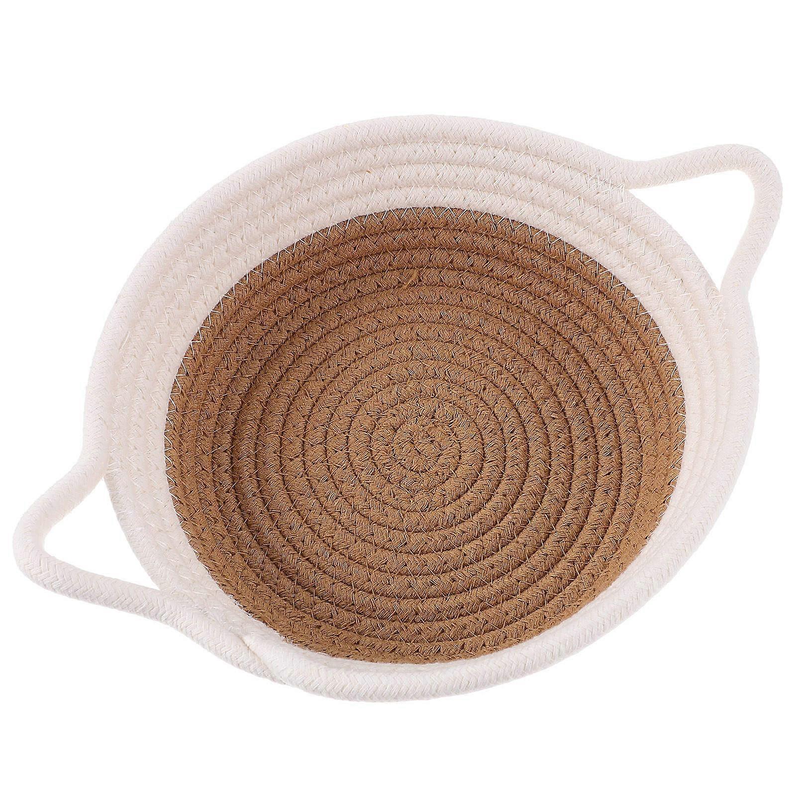 Rope Storage Basket Cotton Rope Weaving Baskets Kitchen Organizer Multi-Color Splicing 28X21X7.5CM Space-Saving 1Pack