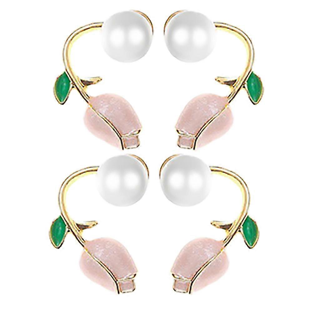 Stud Earrings For Women Tulip Faux Pearl Inlaid Stud Earrings Weddings Plastic 2 Pairs Versatile Use