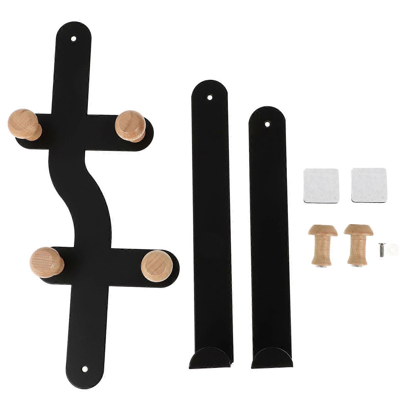 Hat Rack For Door Clothes Hanger With 6 Hooks Organizing For Bathroom 30x23cm Black 1Set