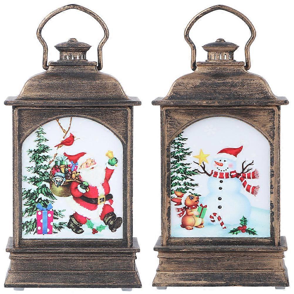 Vintage Christmas LED Night Light with Handle, Bronze Retro Portable Lamp for Festive Home Decoration and Ambient Lighting
