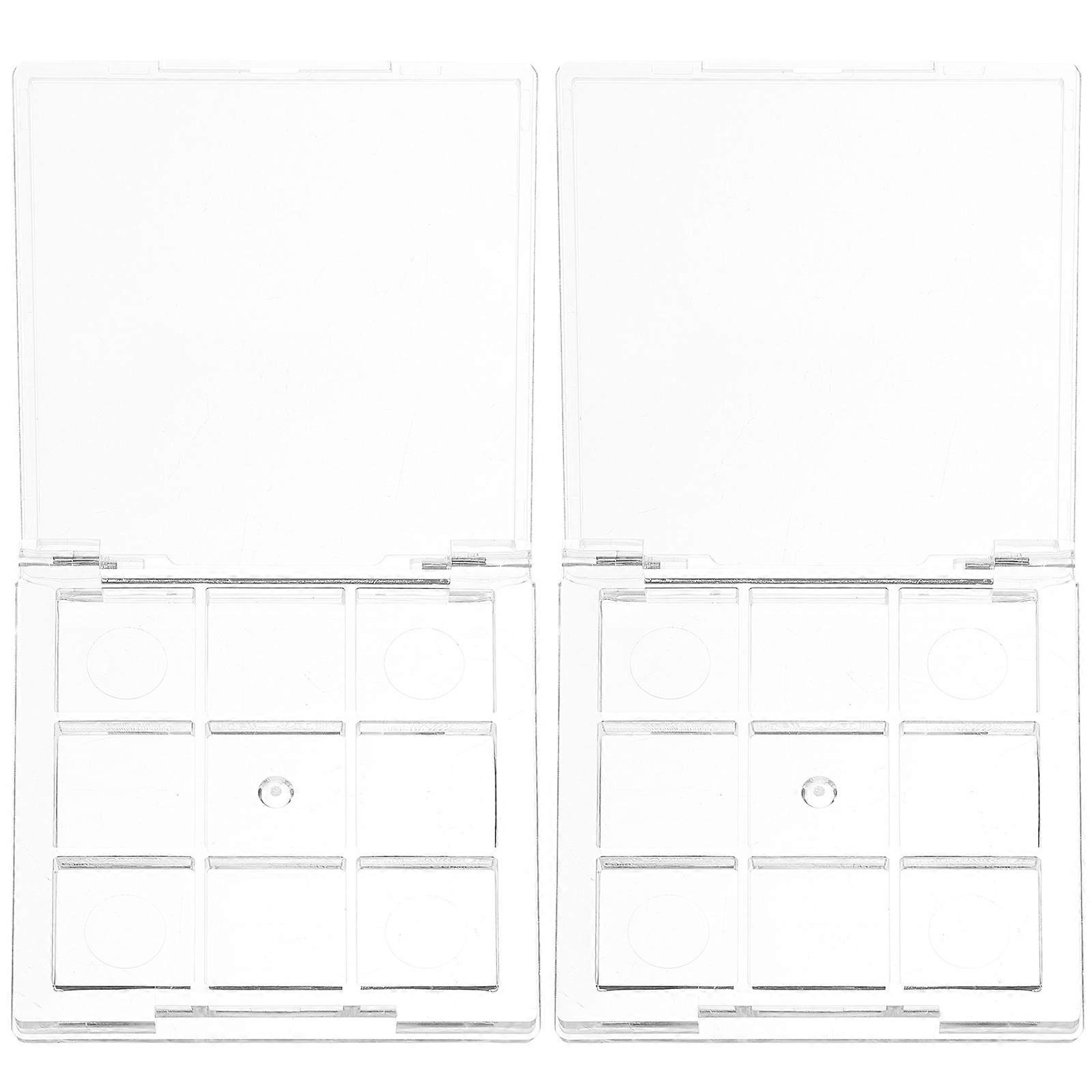Compact Transparent Empty Eyeshadow Cases (2pcs) – Refillable Cosmetic Containers for Blusher & Makeup Mixing, Lightweight Travel Friendly Design