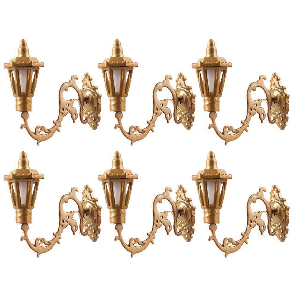 Mini Dollhouse Lamp Miniature Doll House Wall Lamp Scene Details Enhancement Warm Yellow Light 2.8X2.8CM 6Pcs