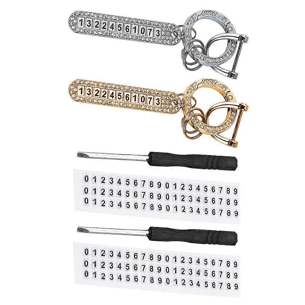 2 Pcs Rhinestone Car Keychains   Durable, Lightweight Key Pendants with Gold/Silver Finish, Compact Design for Vehicle Key Ring Decoration