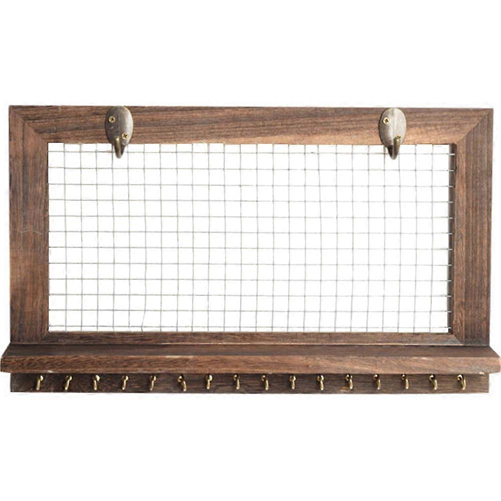 Wall Mounted Key Hook Rustic Wooden Key Rack Organization 42x25cm 1Pack