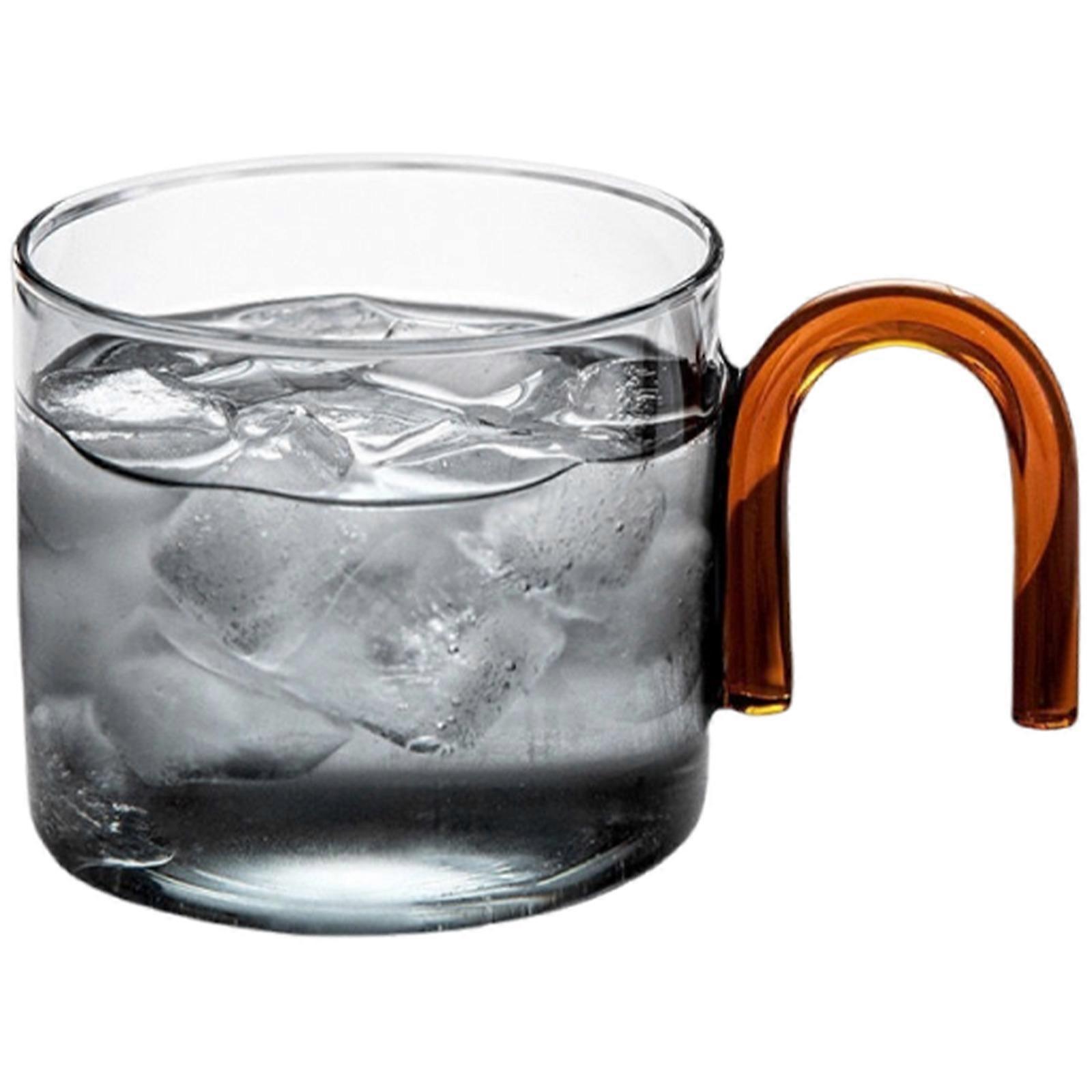 300ml Single Layer Glass Espresso Mug Drinkware with Handle for Hot and Cold Beverages Clear Cup Home Decoration Light Grey