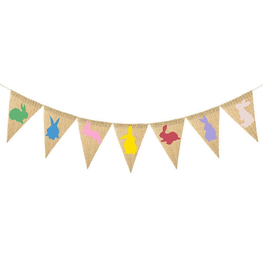 Bunny Garland Rabbit Pennant Easter Banner Multi-Colored Easter Party Supplies 17*13cm 1 Set
