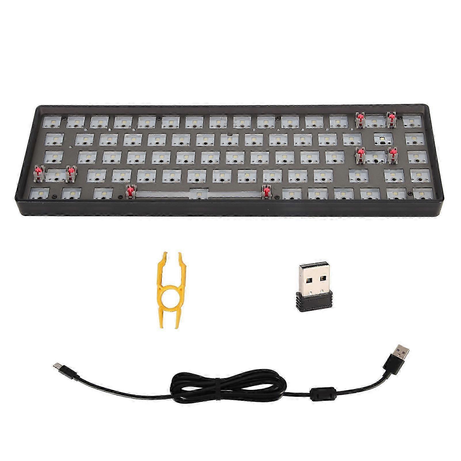 Customizable 68-Key Mechanical Keyboard Kit with 2.4G BT and Wired Mode, 65% Layout, Hot Swap Feature for DIY Replacement in Black Color