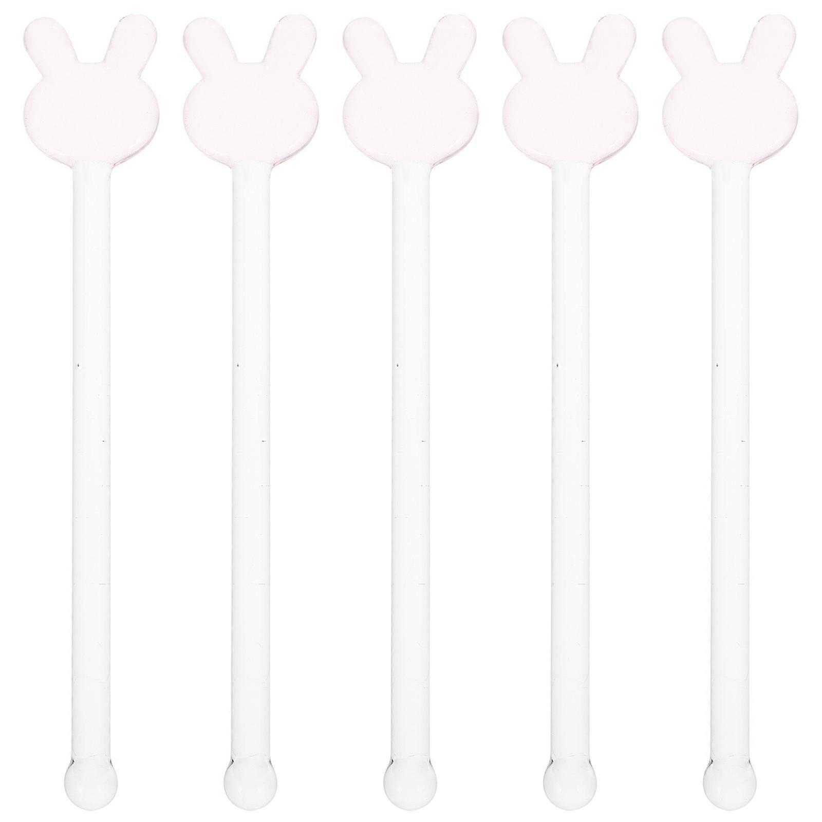 Glass Swizzle Sticks For Cocktails Rabbit Shape 5Pcs