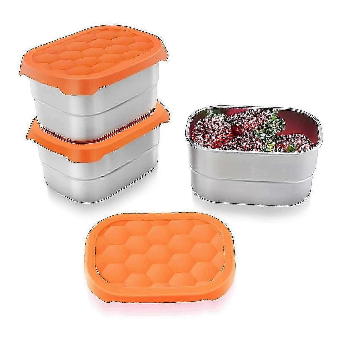 Stainless Steel Snack Containers for Kids Easy Open Leak Proof Small Food Containers with Silicone