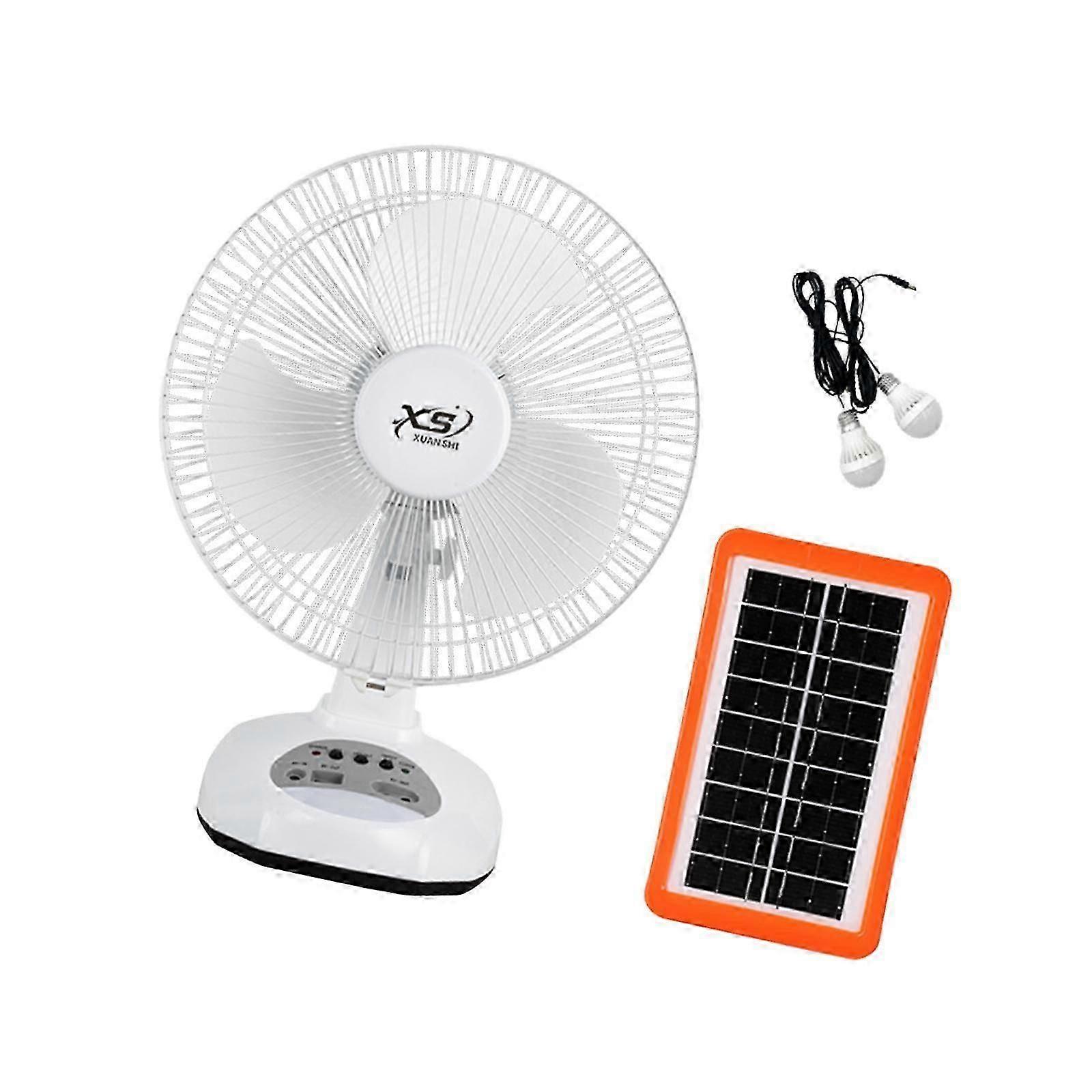 Solar Table Fan 2 Speeds 12inch Night Light Desk Fan for Tent Picnic Outside