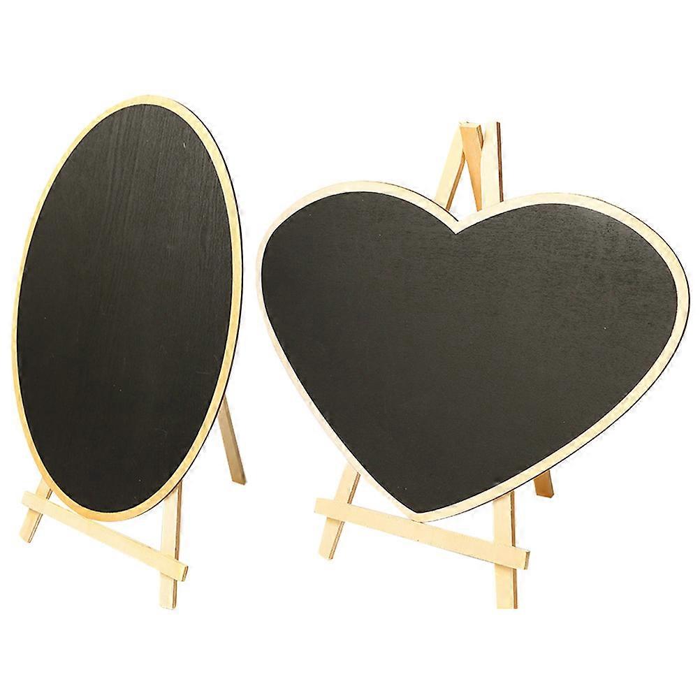 Table Chalk Board Sign Baby Tablet Advertising Board Message Display Handicraft Light Brown Oval-shaped Writing 2Pack