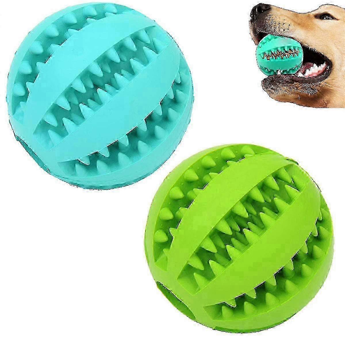 2 Pack Non-Toxic Dog Toy Balls - Bite Resistant Chew Treats and Tooth Cleaning Balls