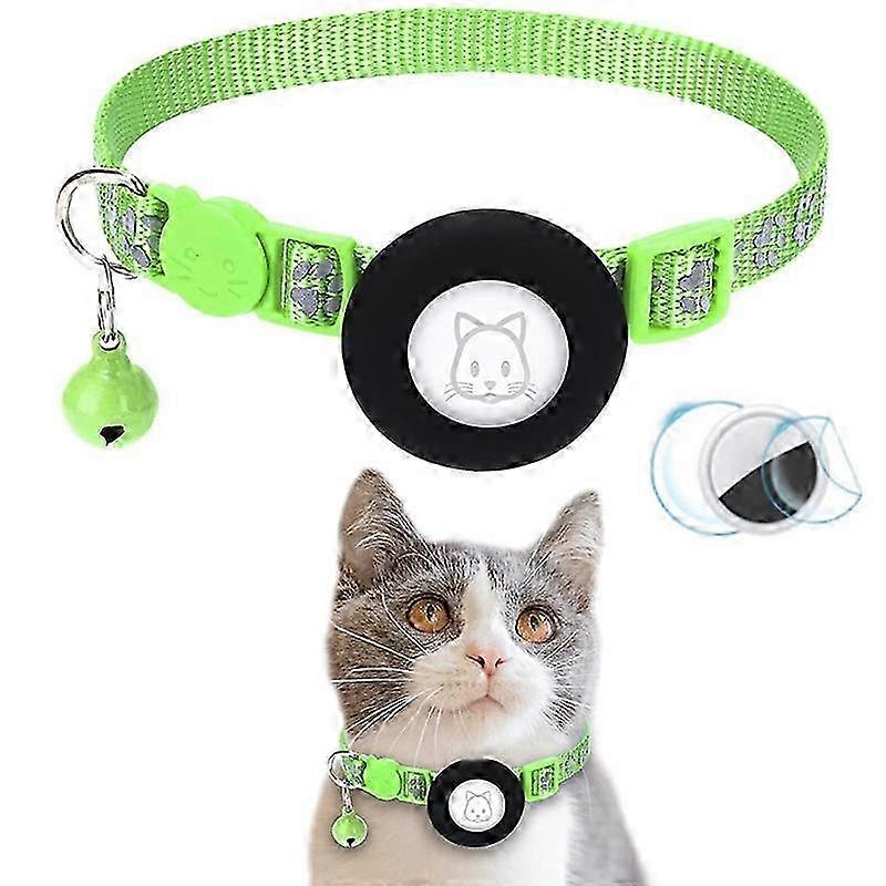 Reflective Nylon Pet Collar with Paw Pattern and Silicone Case for AirTag Tracker