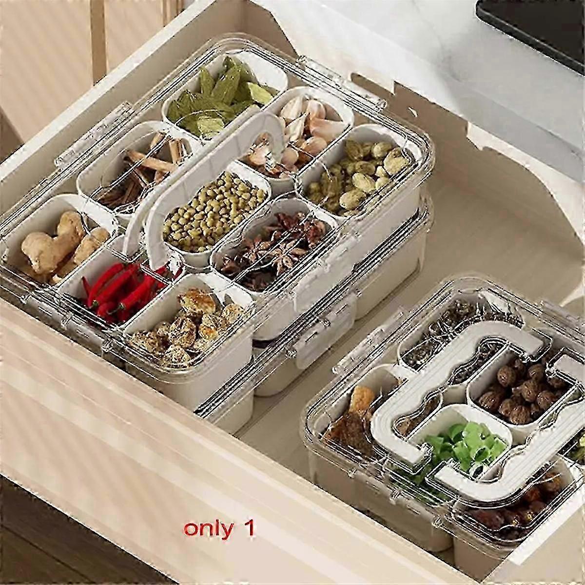 Grids Divided Serving Tray Storage Box Portable Sub-Format Seasoning Separator Box Fresh-Keeping Snack Fruits Food Box A