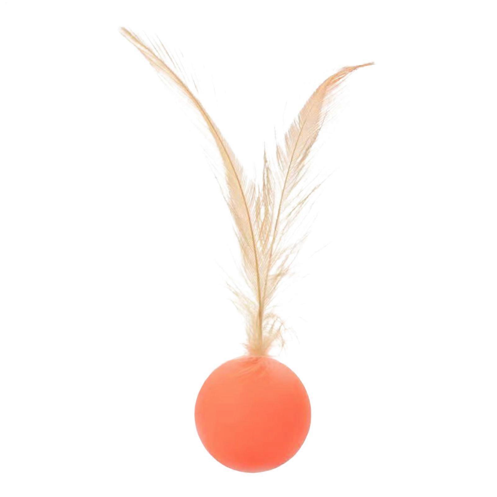 Interactive Cat Toy Ball for Indoor Play - Sensory Stimulation Feather Ball for Kittens - Orange Color, Engaging Exercise for Training