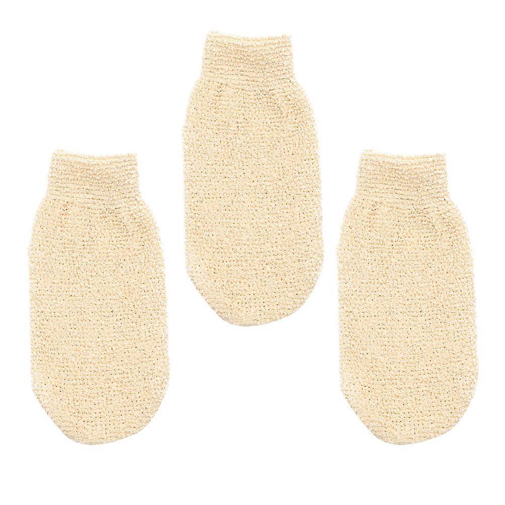 Bath Gloves Household Shower Glove Comfortable Wristband Traditional Mitten Structure Linen 3Pcs