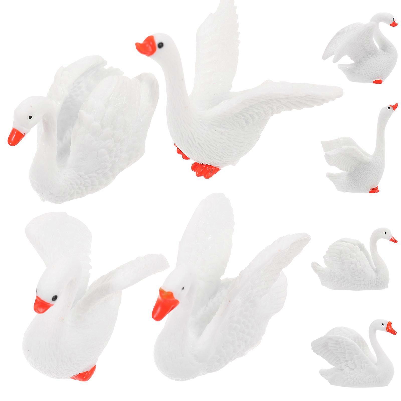 8pcs Mini Swan Ornament, Durable Simulation Swan Statues for Garden, Micro Landscape & Home Decoration, Cute Craft Design