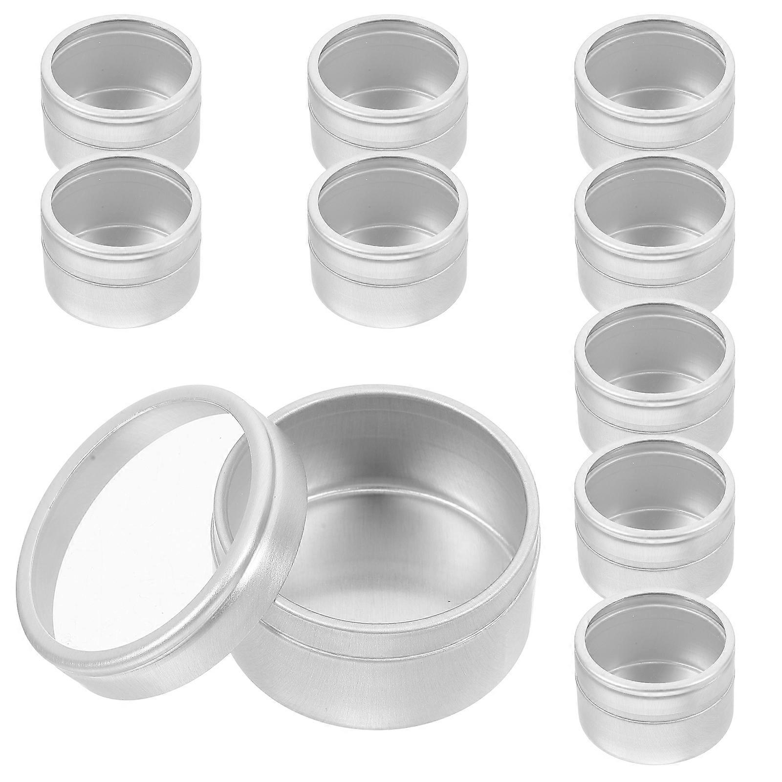 10pcs Aluminum Tea Tins with Lids – Refillable Metal Containers for Food Storage – Compact Jars with Transparent Lids for Easy Visibility