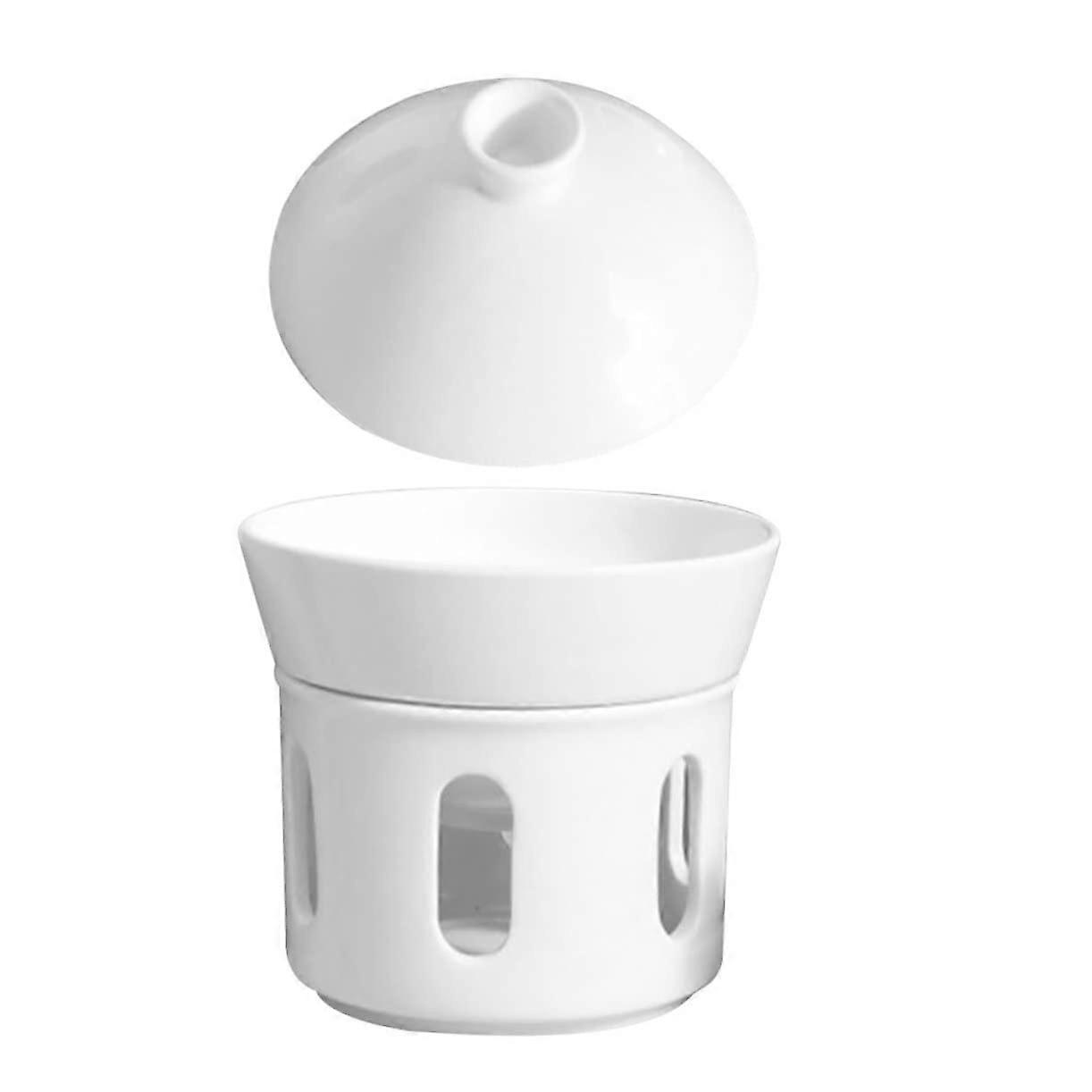 5.5 Inch Decorative Soup Bowl Steamer Bowl Lid Ceramic Stew Bowl for Bird's Nest Multifunctional White 15.30X13.30X13.30CM