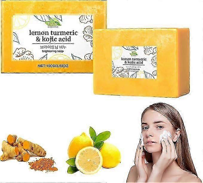 Orange Kojic Acid Seife – Aufhellende Seife Mit Zitrone & Kurkuma Für Gesicht Und Körper, 100g (3 Stück)