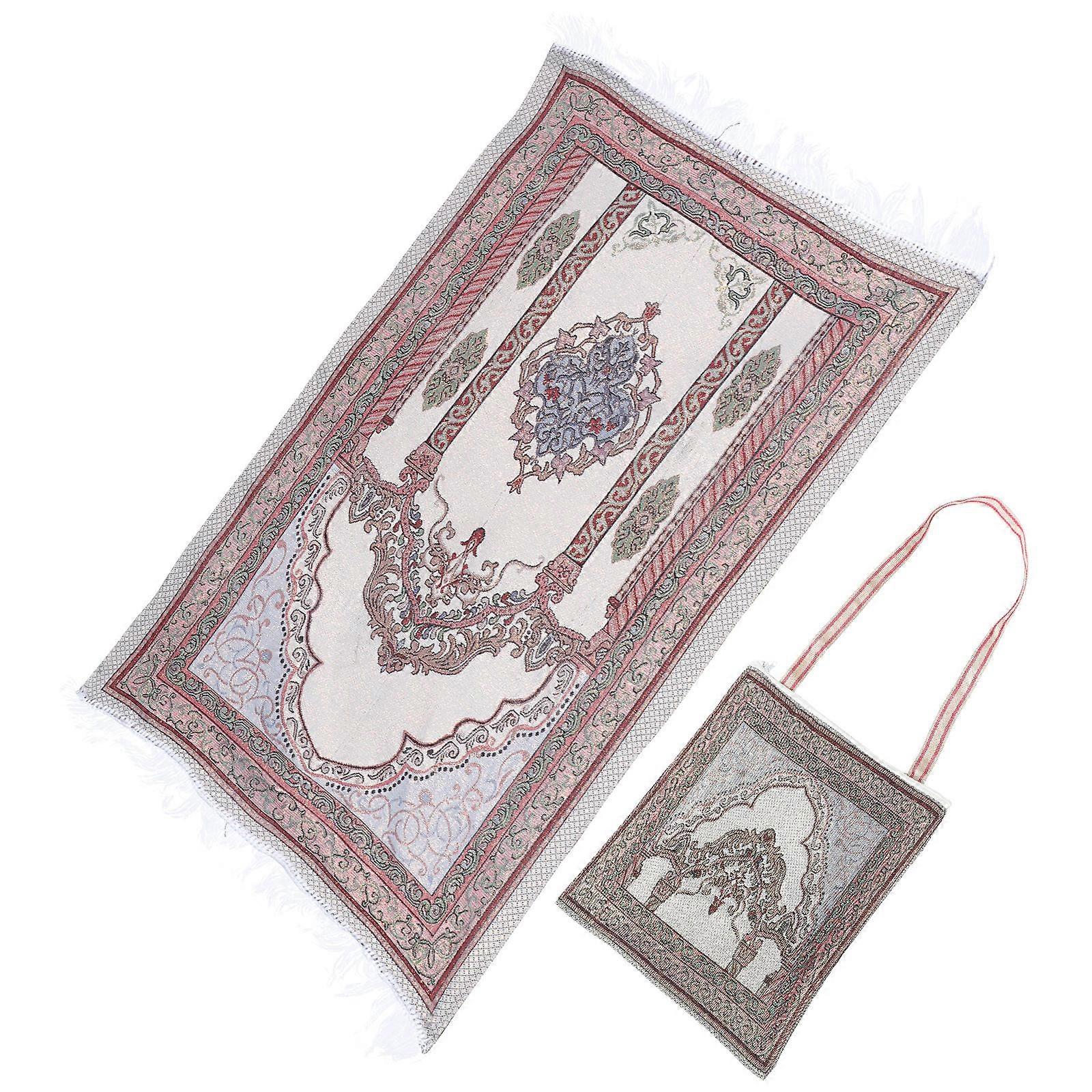 Eid Festival Style Prayer Mat Islamic Decorative Rug Rectangular Shape Polyester Material 105x70cm 1Set