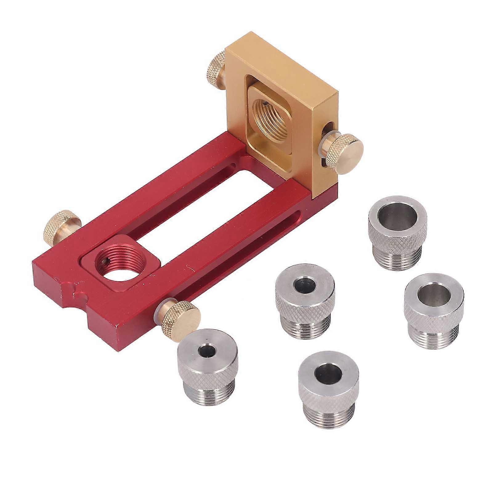 6Pcs Drill Jig Cross Flat Hole Puncher Drilling Guide Tool Set Kit for Woodworking