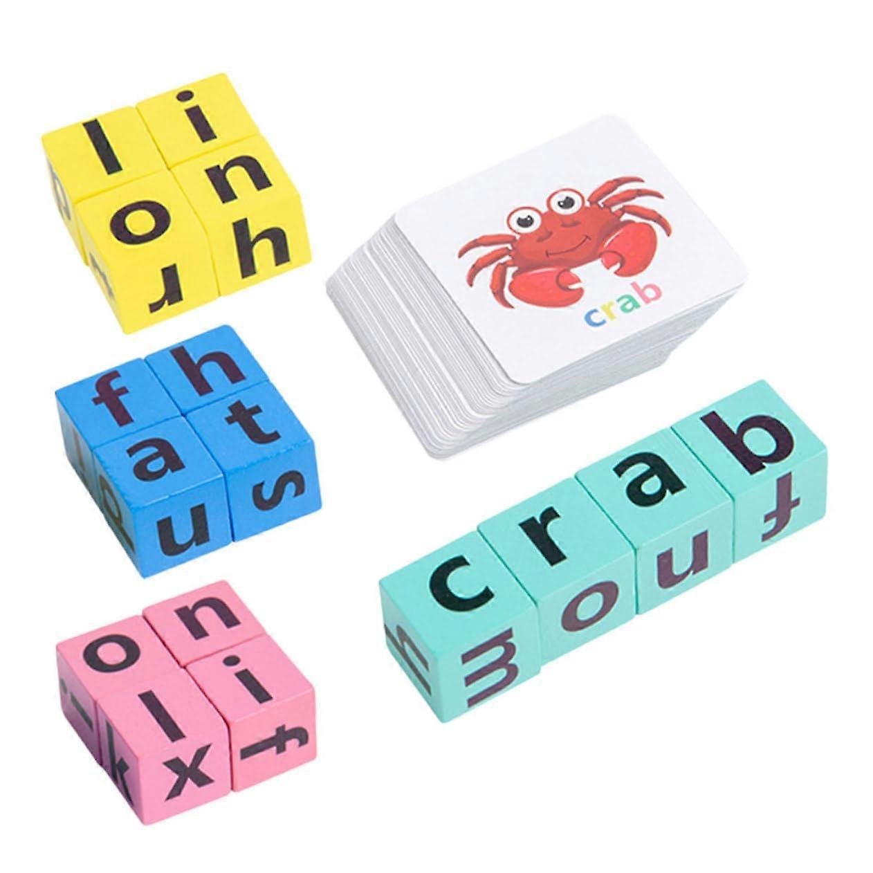 1 Set Alphabet Puzzle Blocks with Picture Cards, Spelling and Cognitive Skills Learning Toy for Toddlers, Birthday Gift