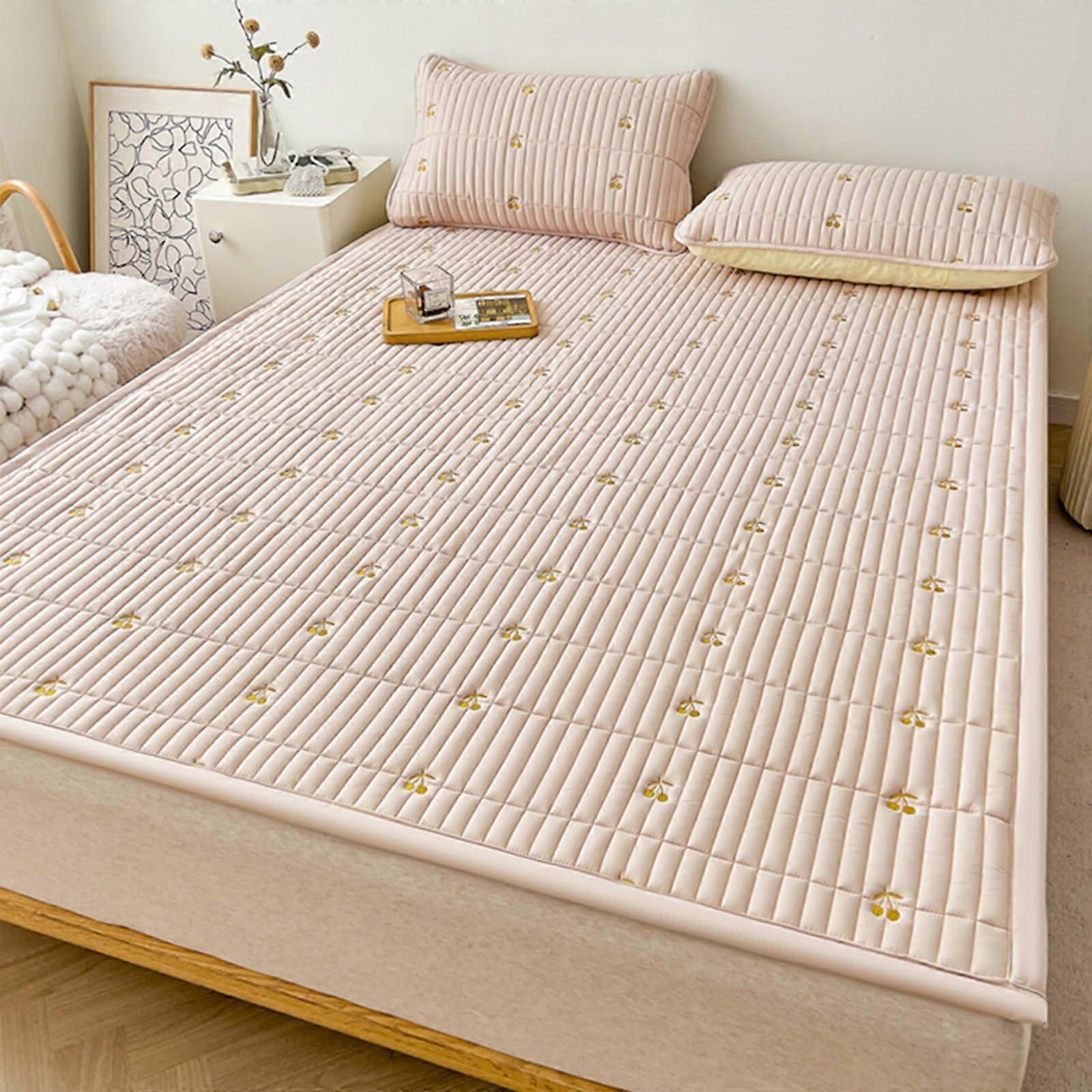 Futon mattress topper made of soy protein fiber, for floor, soft singlebed mattress with matching pillowcases, coffee color, 90x200cm/35.4x78.7in.