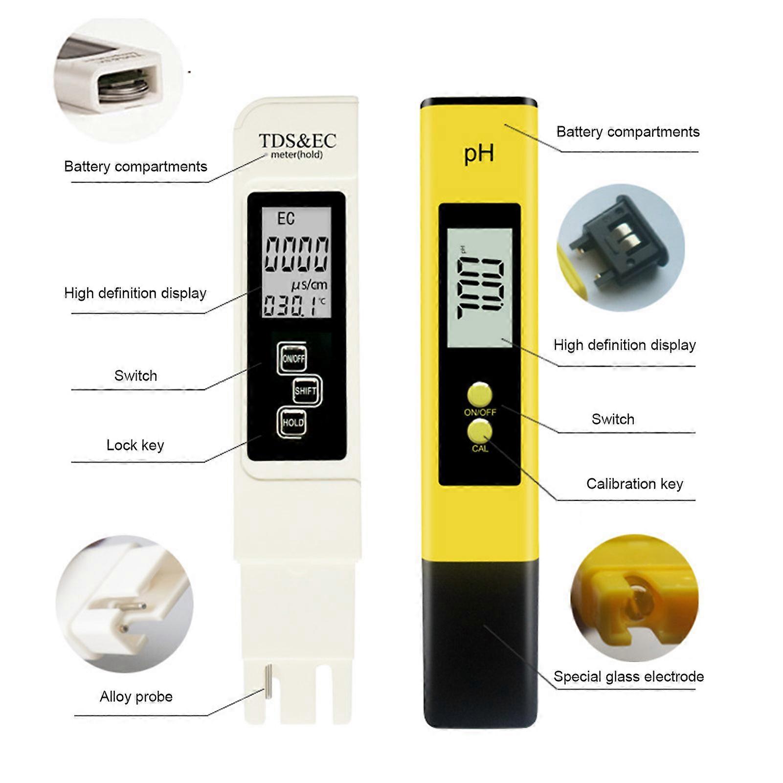 PH Acidometer Water Detector PH Value Test Prod EC&TDS Conductivity Water Quality Testing Pen