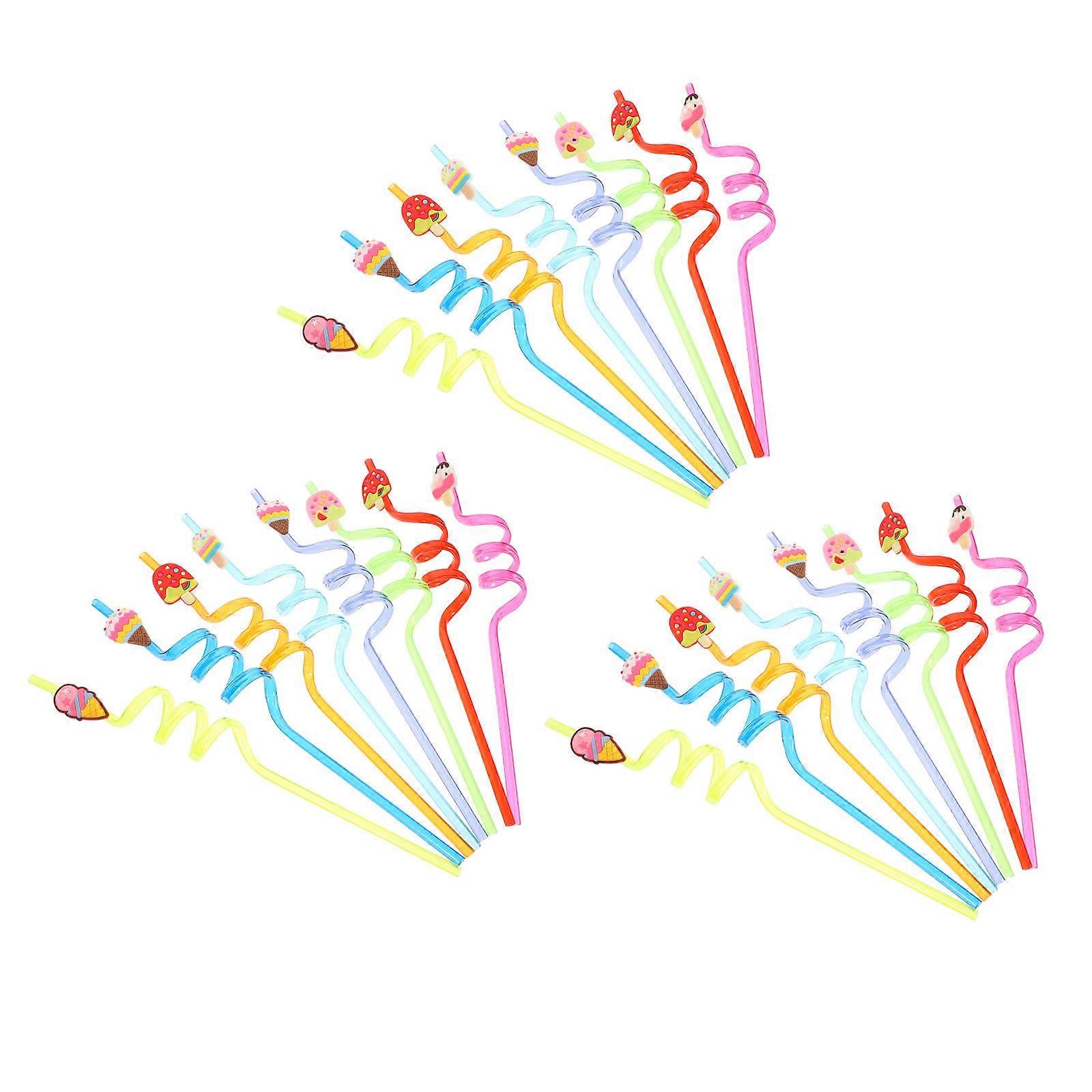 Cute Reusable Straws Ice Cream Themed Party Decorations Portable for Children and Party Organizers Easy to Clean 24Pcs