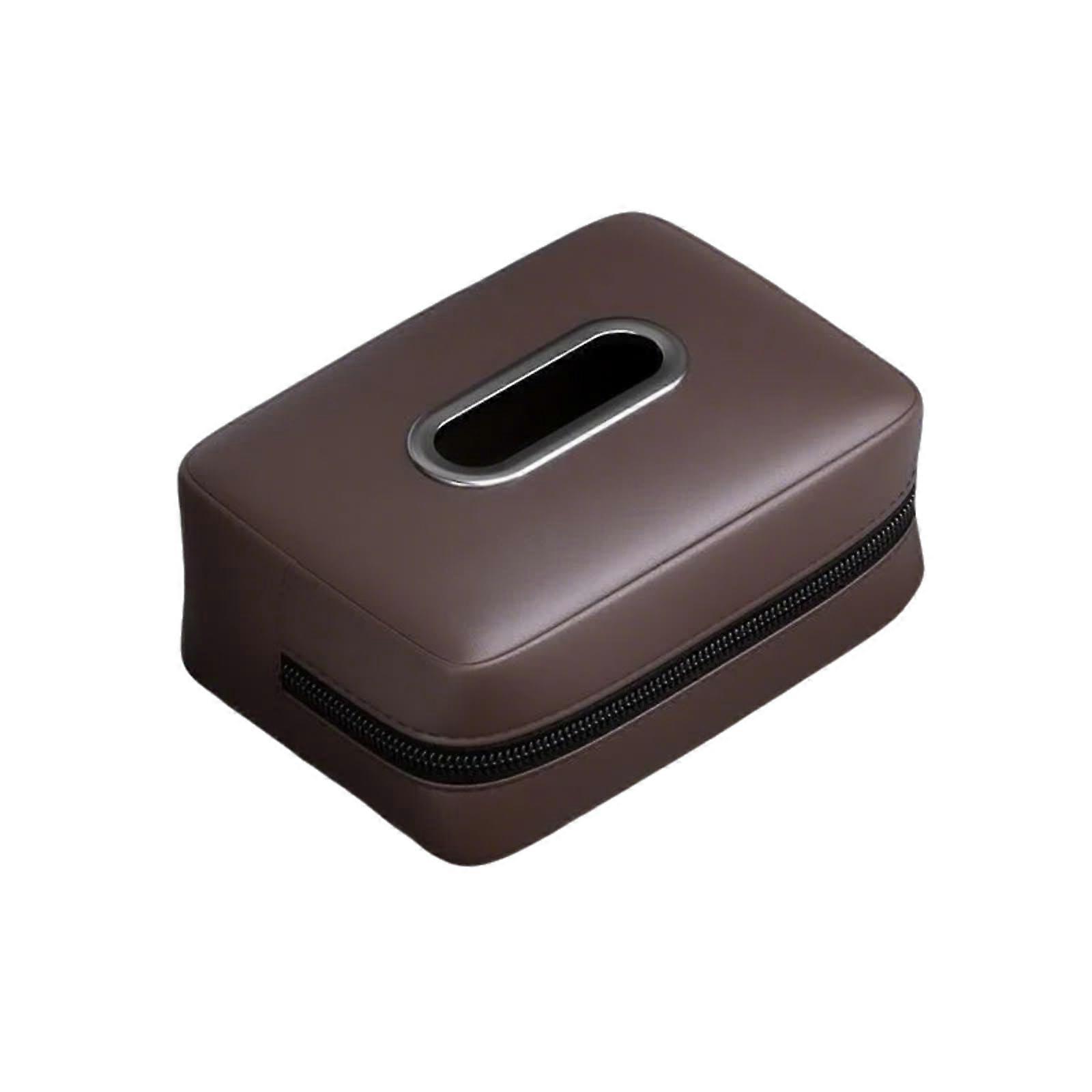 Leder Tissue Box For Car, Practical Auto Tissue Dispenser, Space-Saving Brown Leather Design, Universal Fit