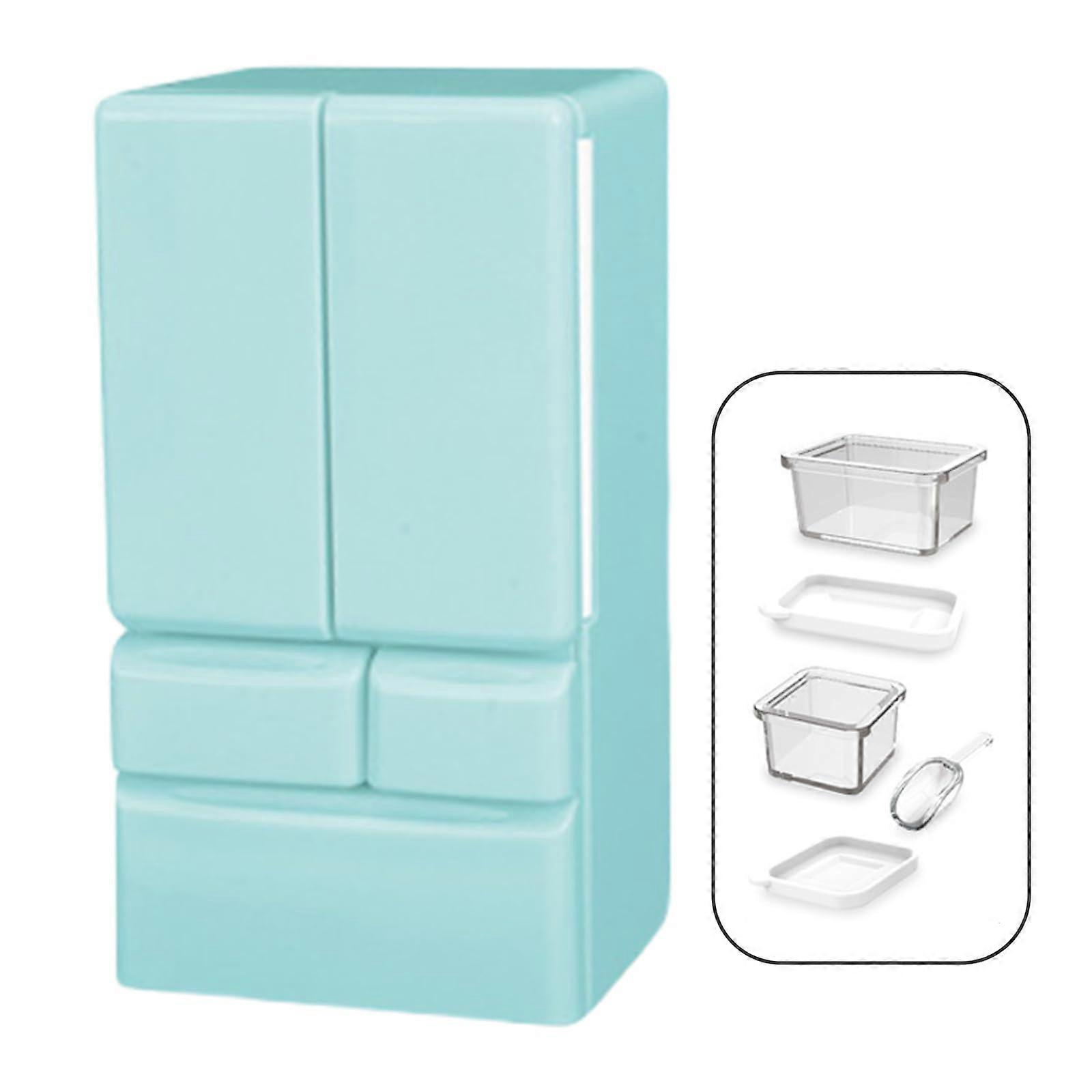 Miniature Double Door Fridge Toy for Children Pretend Play with Realistic Functional Design for Dollhouse Kitchen Display