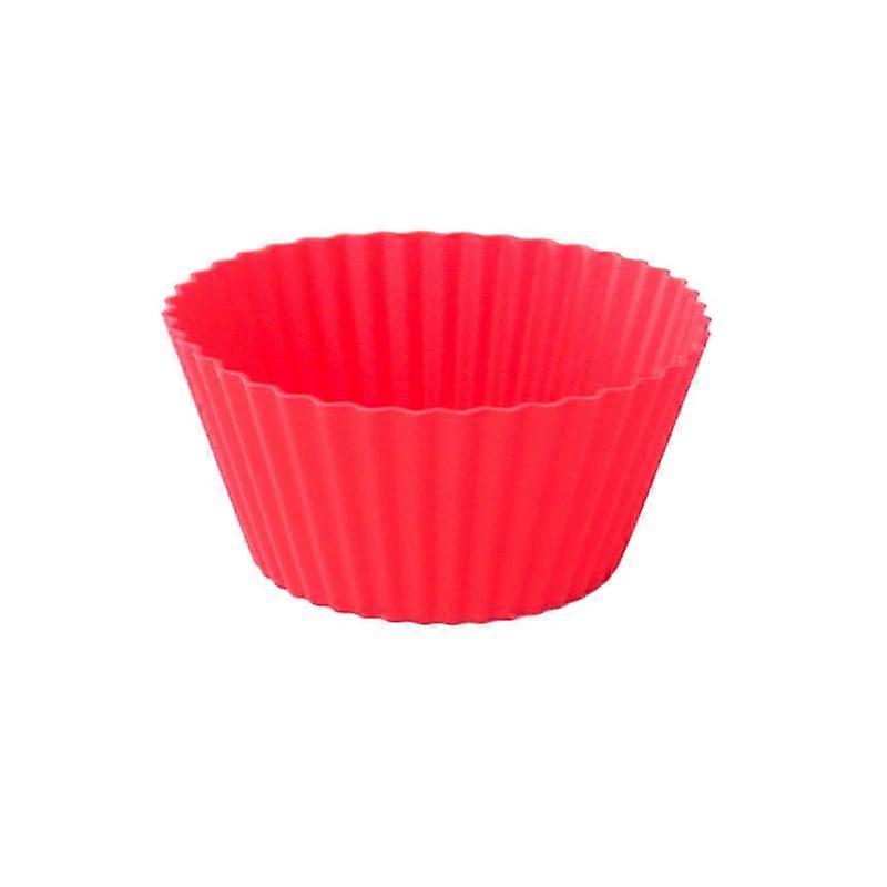 Reusable Silicone Round Baking Molds Muffin Liners 12 Pieces Red