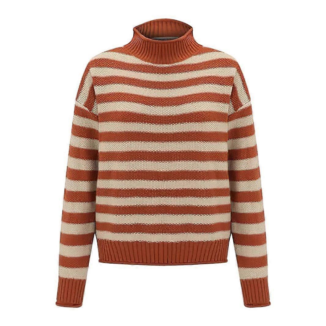 Sommer, Herbst und Winter Damen Strickpullover halber Rollkragenpullover modischer langärmeliger gestreifter lockerer Damenstrickpullover