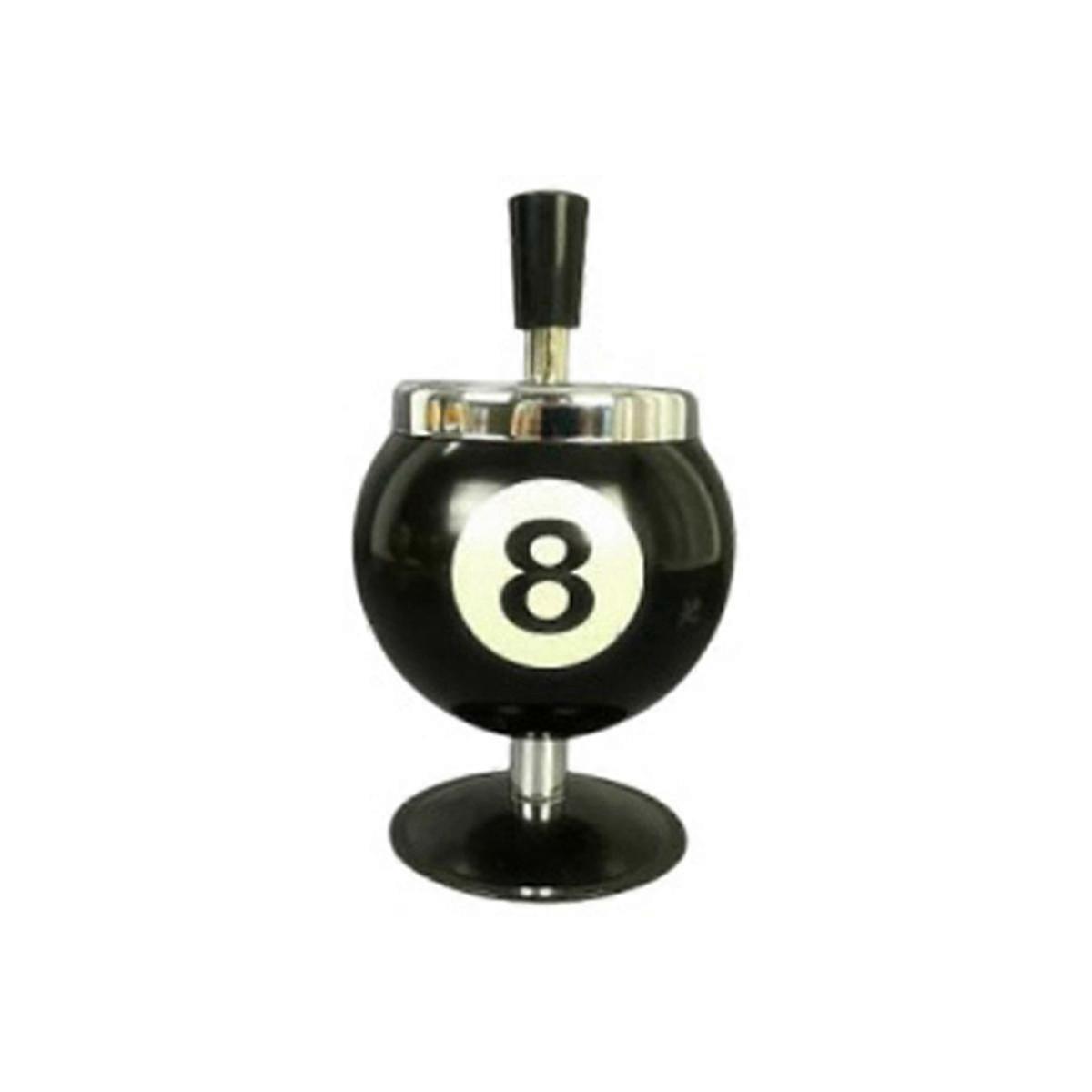 Portable Metal Ashtray with Pool Billiard Ball Design - Black No. 8 Ashtray for Smokers & Unique Decor