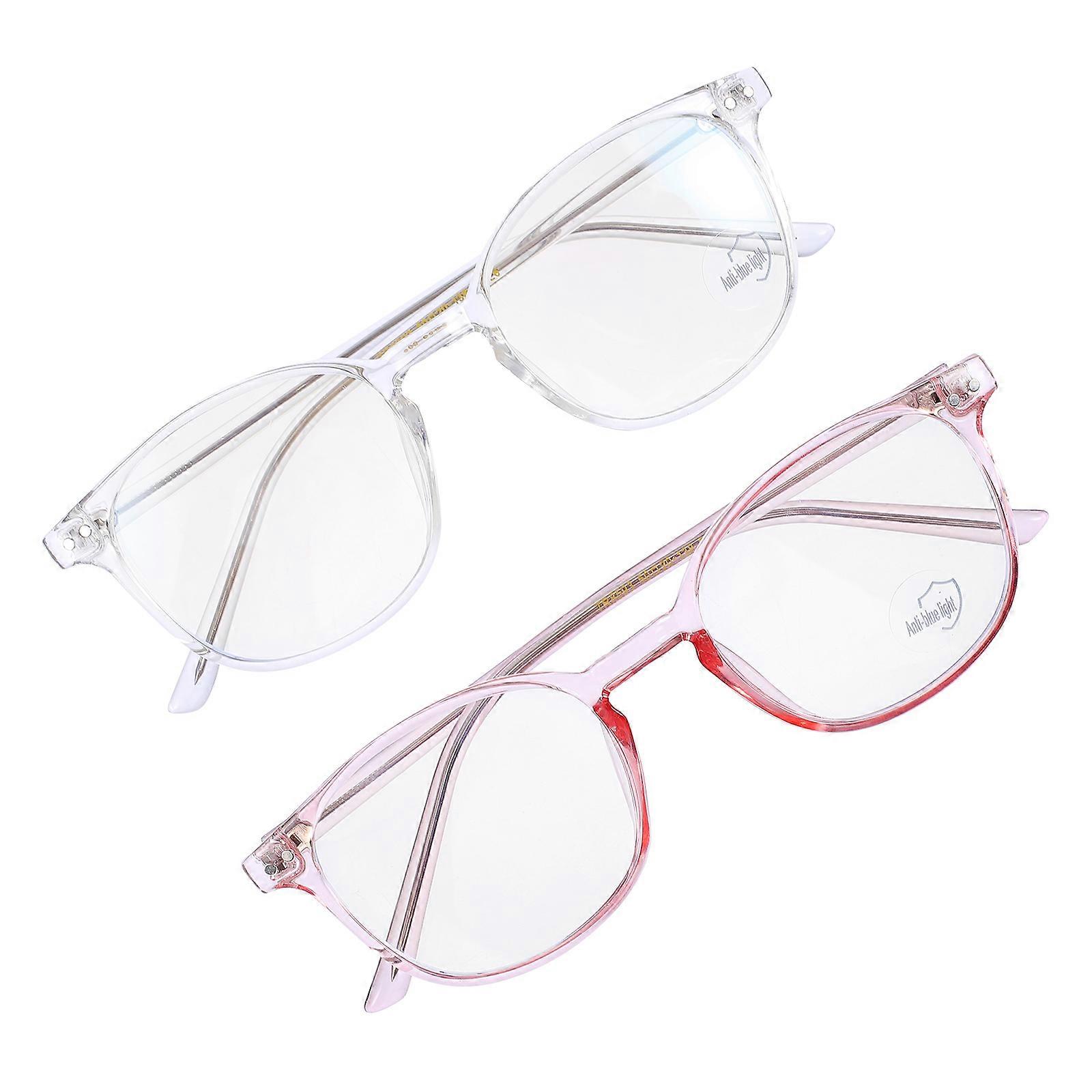 Eye Strain Reduction Glasses Blue Light Blocking Fashionable Style Assorted Color 2Set