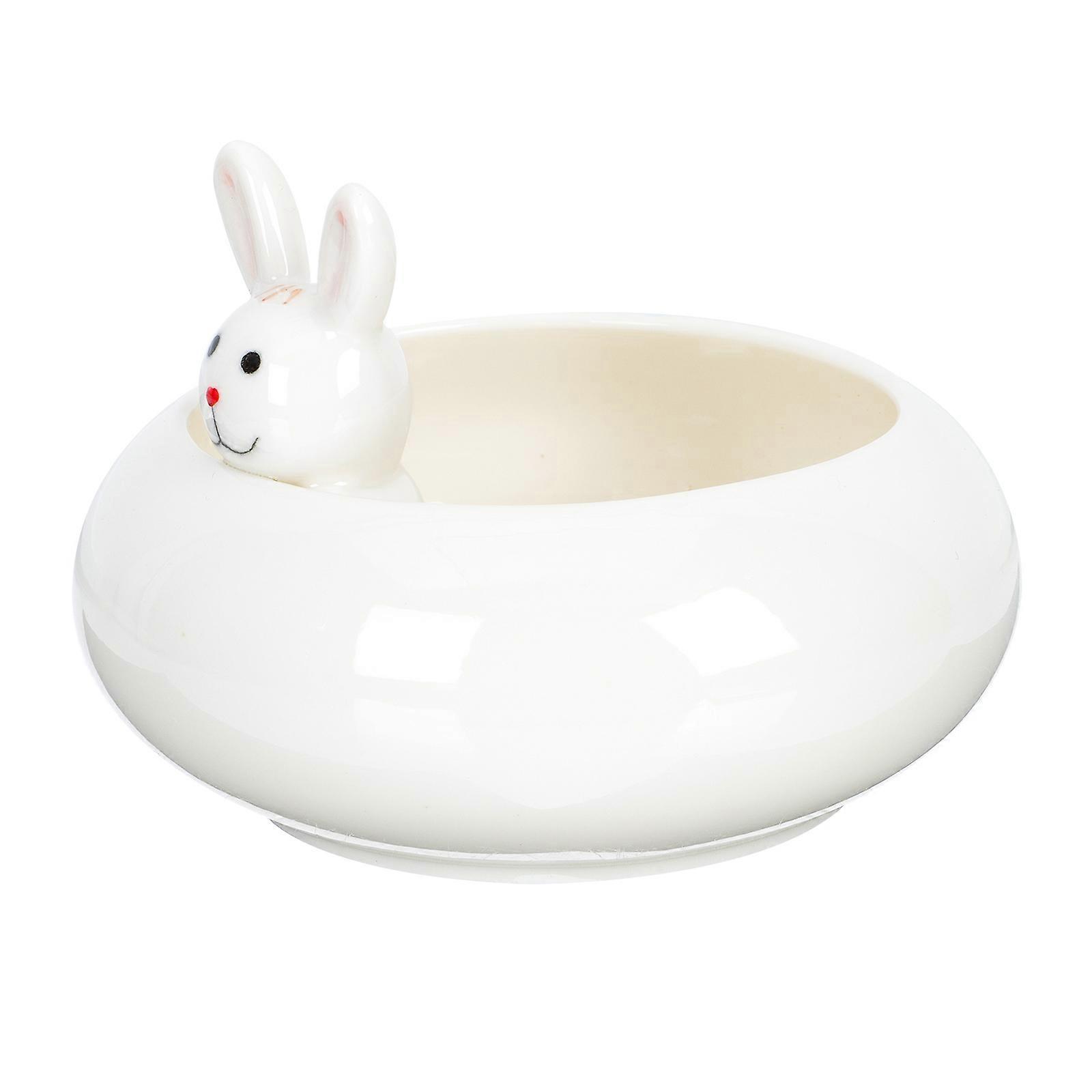 Ceramic Bunny Style Decorative Planter White for Home Decor 6.5 Inches