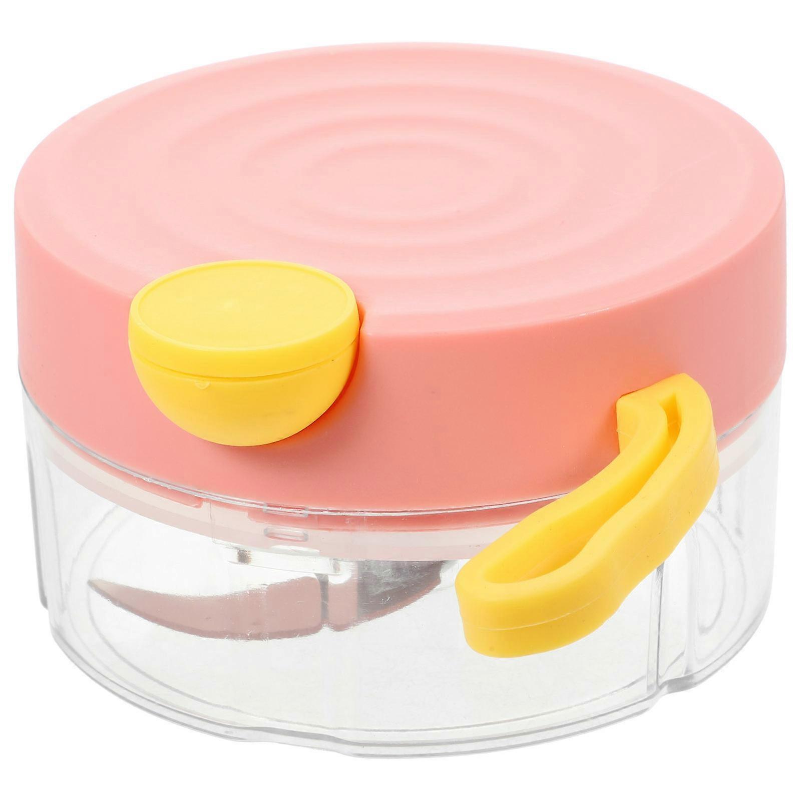 Mini Food Chopper for Garlic Fruits and Nuts Portable Kitchen Tool Pink ABS Material 1.