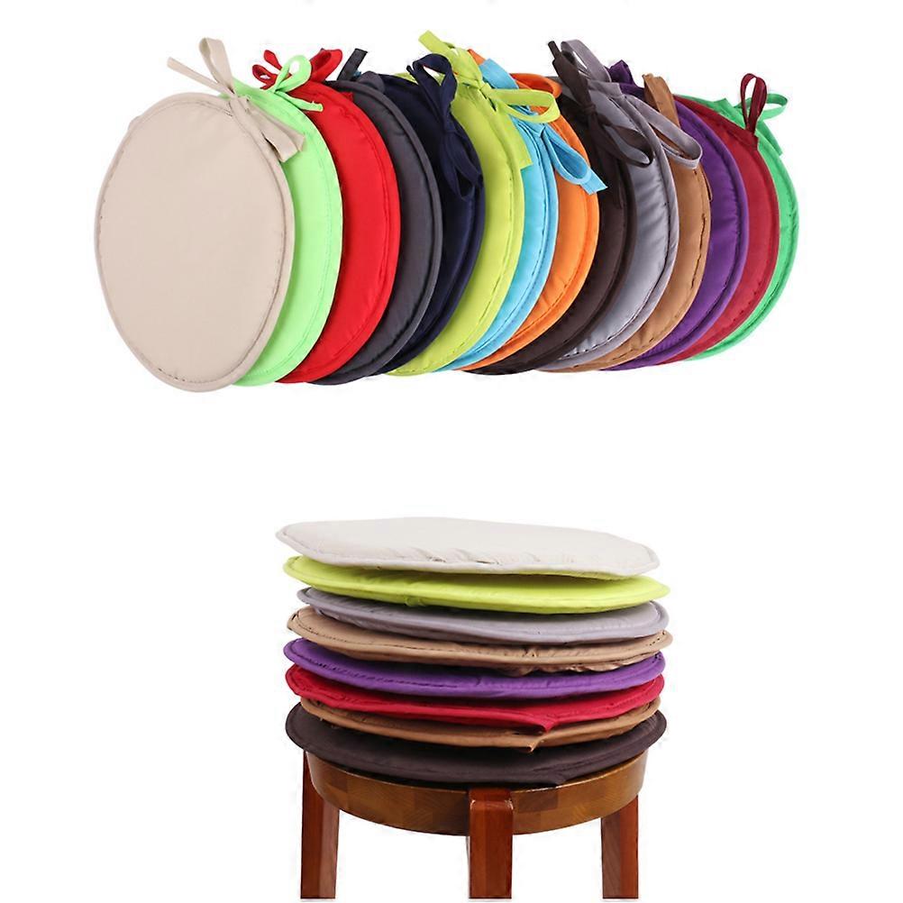 Seat Cushion with Straps for Home Use in Orange Color Polyester and Sponge 30cm Diameter Round Shape