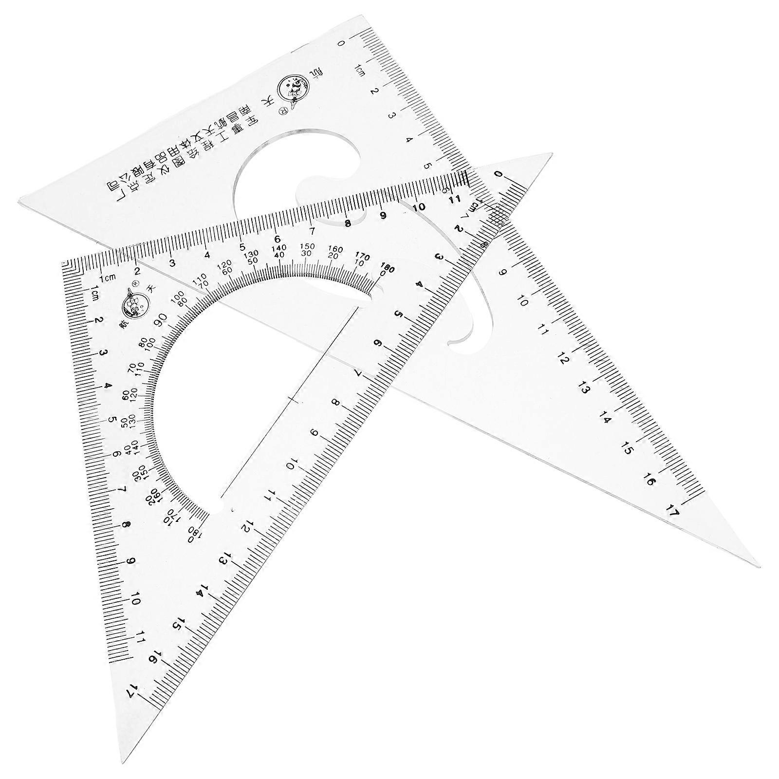 Drafting Supplies Triangle Ruler Set For Professionals Mathematics Geometry Engineering Projects High Precision Protractor Function 2Pcs