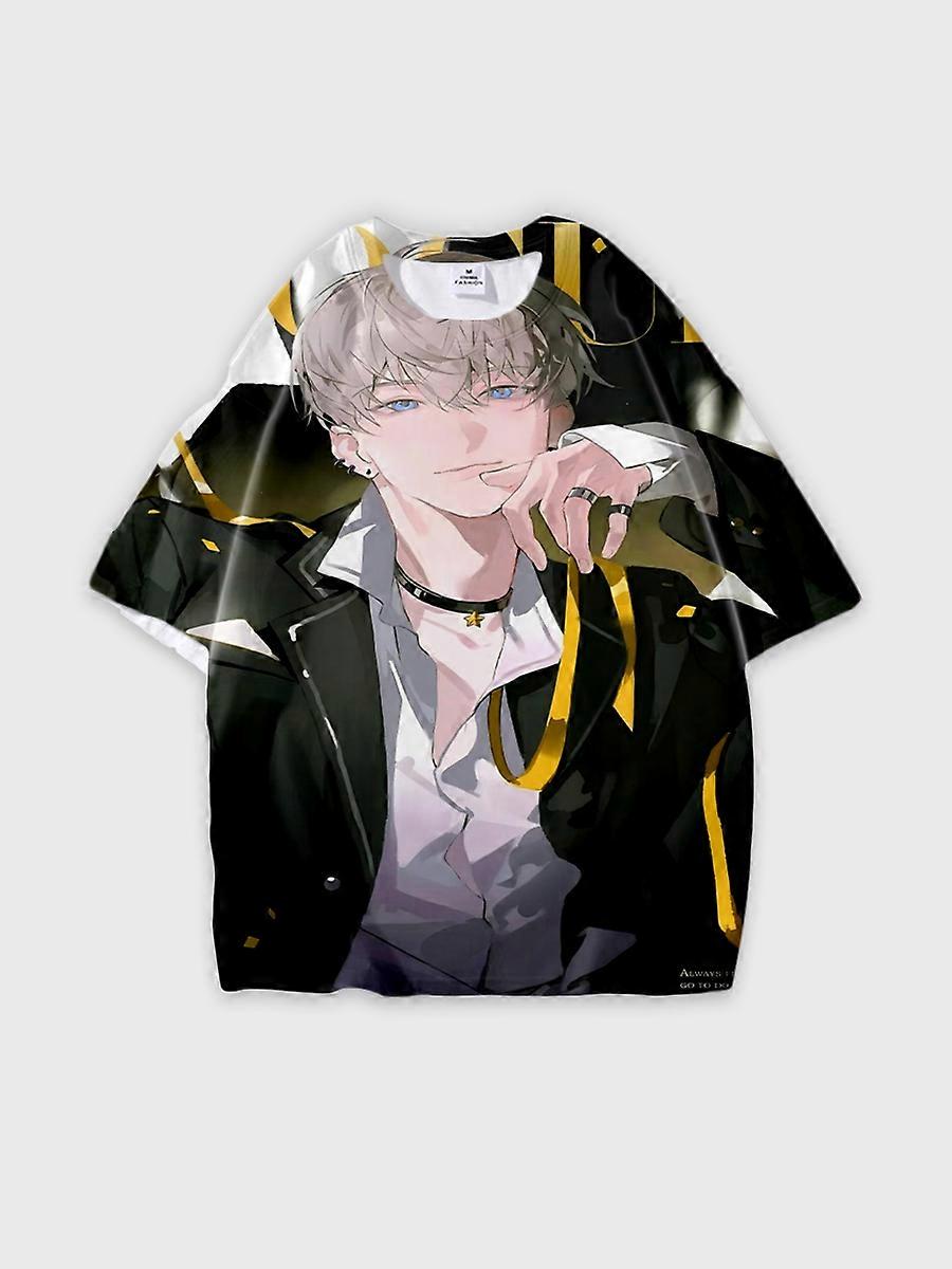 T-shirt round neck Role Pattern loose short sleeve E225