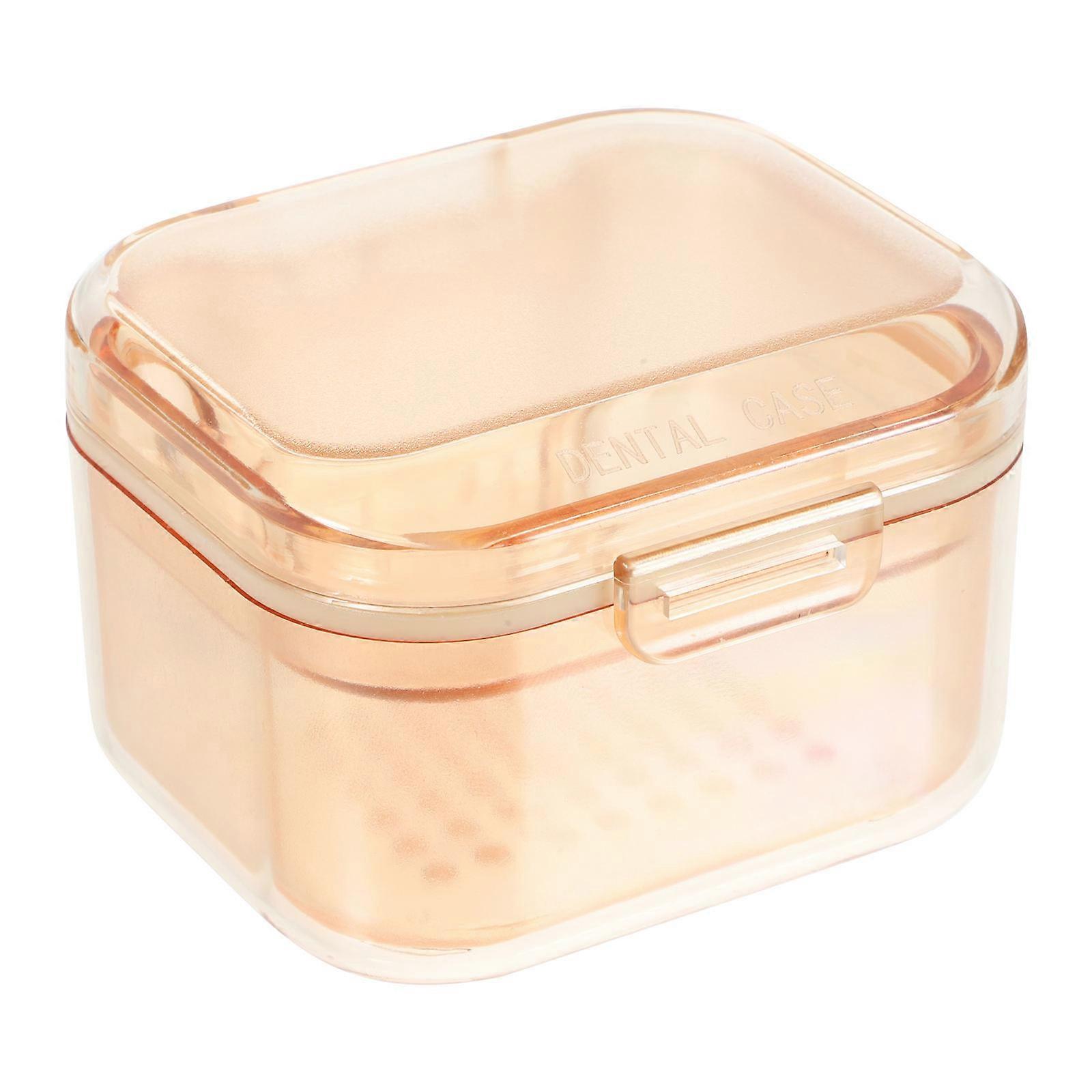 Transparent Denture Storage Box for Travel and Home Use Portable PC Polyethylene Case 3.5 x 2.5 inches