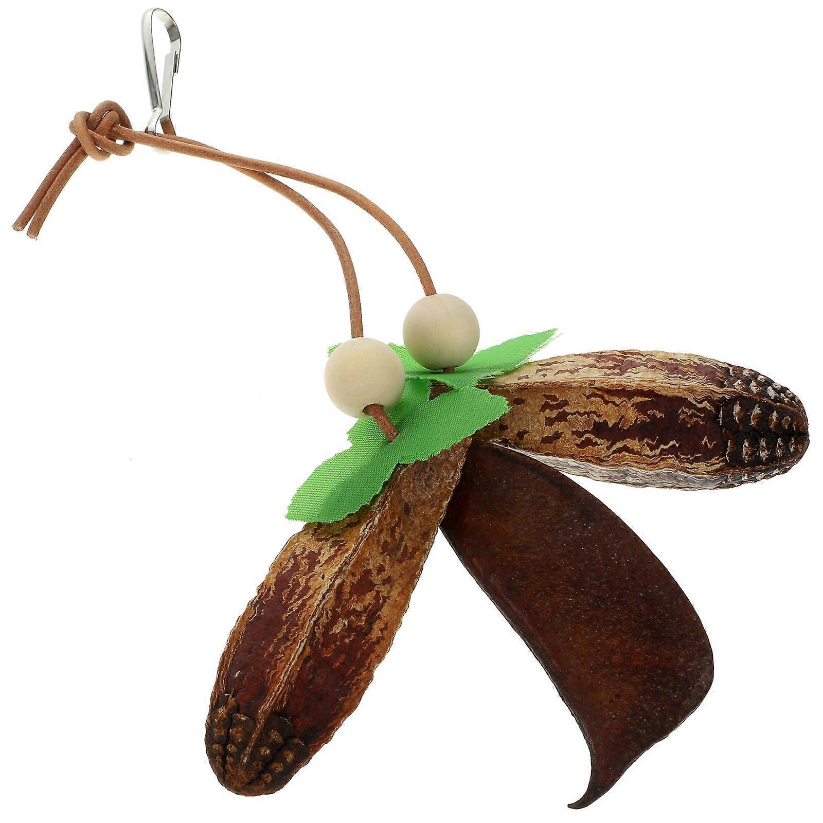Coffee Wooden Parrot Chewing Toy for Pet Use with Sound Feature Ideal for Birds Size 12 x 3 x 3 Inches