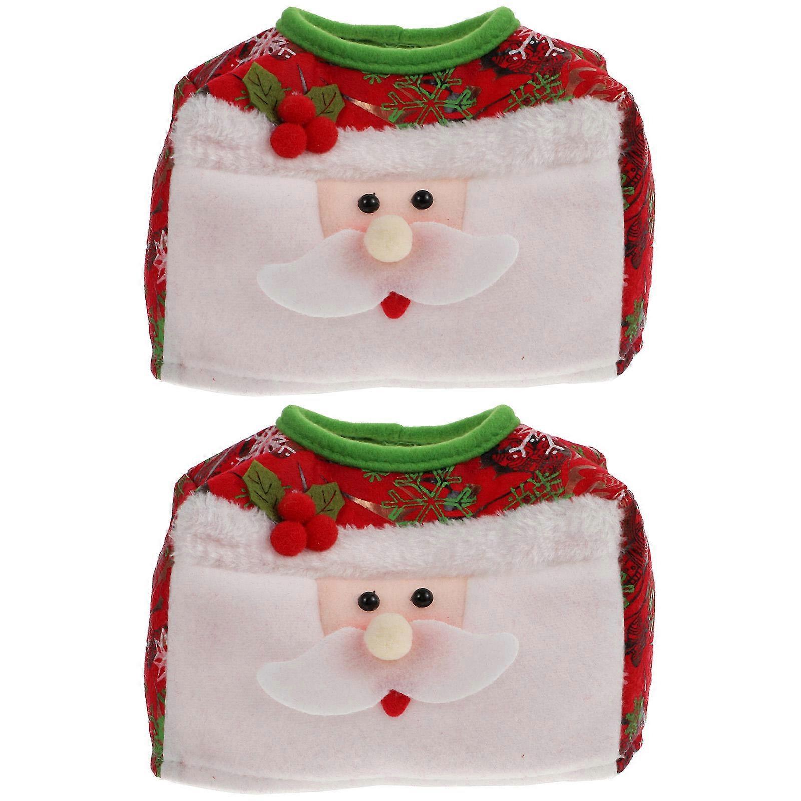 Desktop Tissue Holder Tissue Box Organizer Christmas Adornment Non-Woven Cloth Rectangular Shape 16x10x10cm 2Pcs