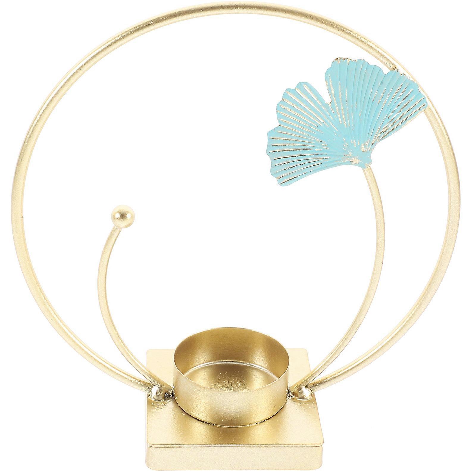 Unique Leaf Shaped Iron Art Candlestick Desktop Decorative Candle Stand 1 Set