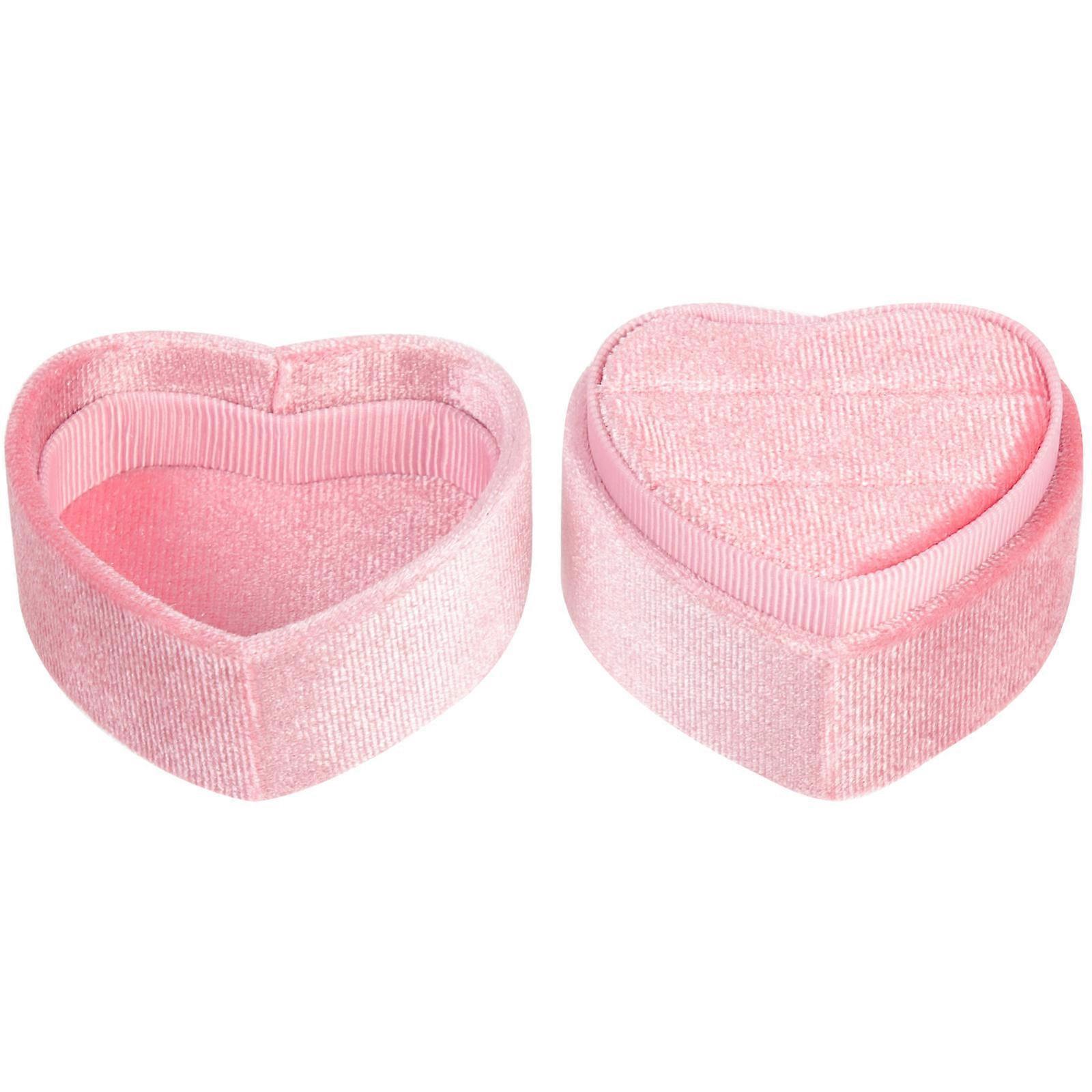 Heart Shape Ring Box for Wedding Proposal Pink ABS Material Dustproof and 4x3 inches