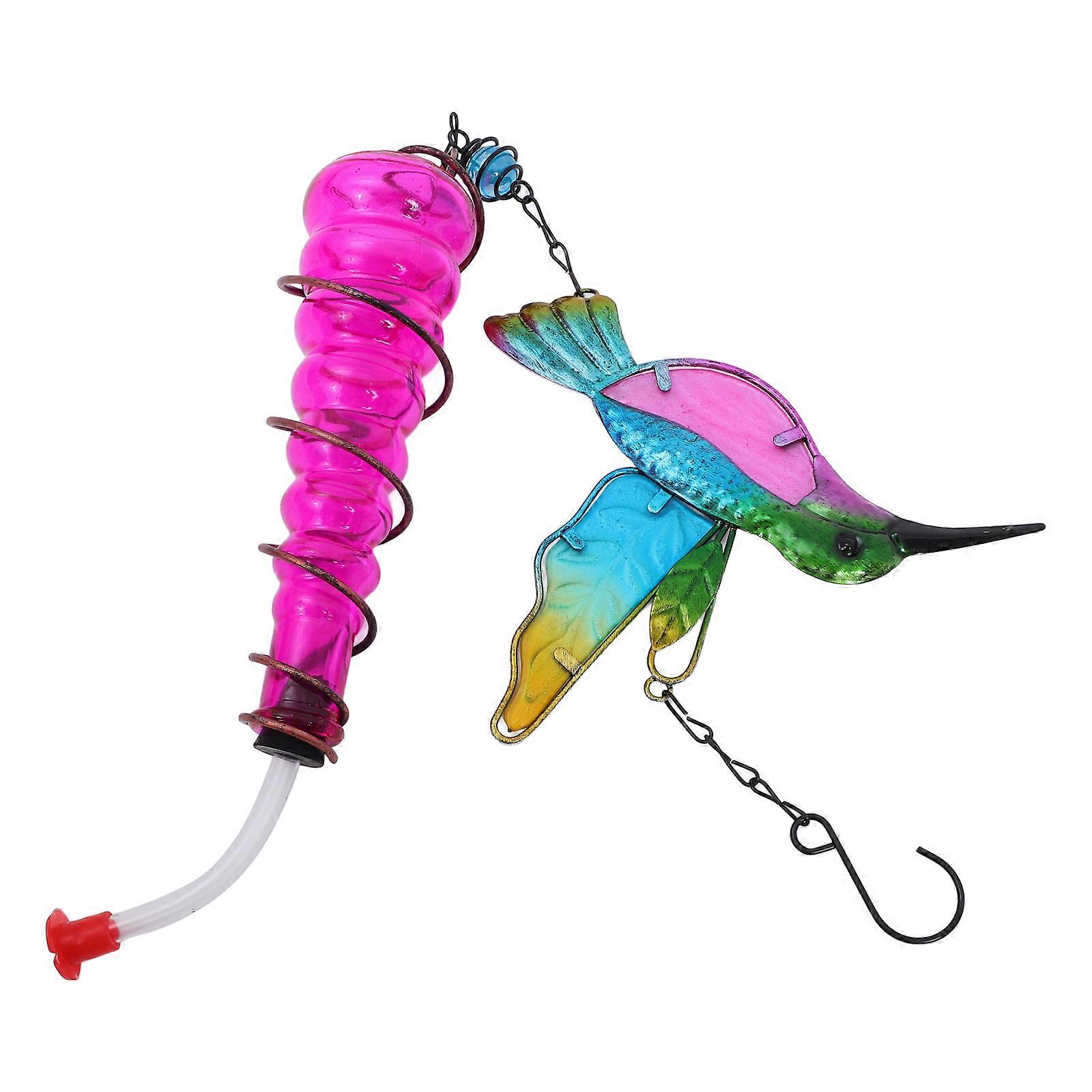 Hanging Glass Hummingbird Feeder with Durable Iron Frame – Easy Install Garden Bird Feeder for Outdoor or Window Use